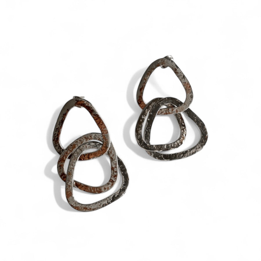 Tiwi Hammered Triple Ring Earrings