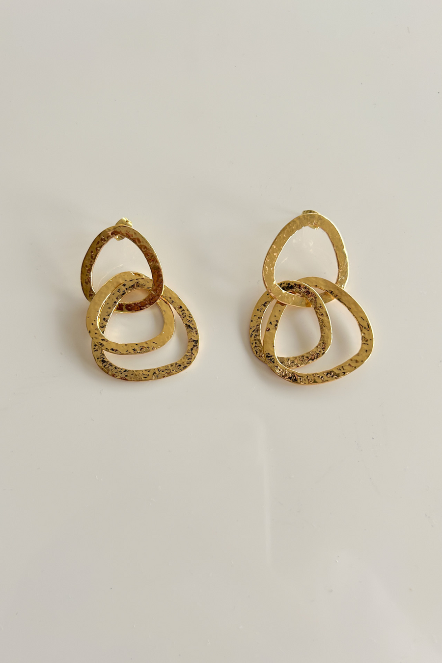 Hammered Triple Ring Earrings