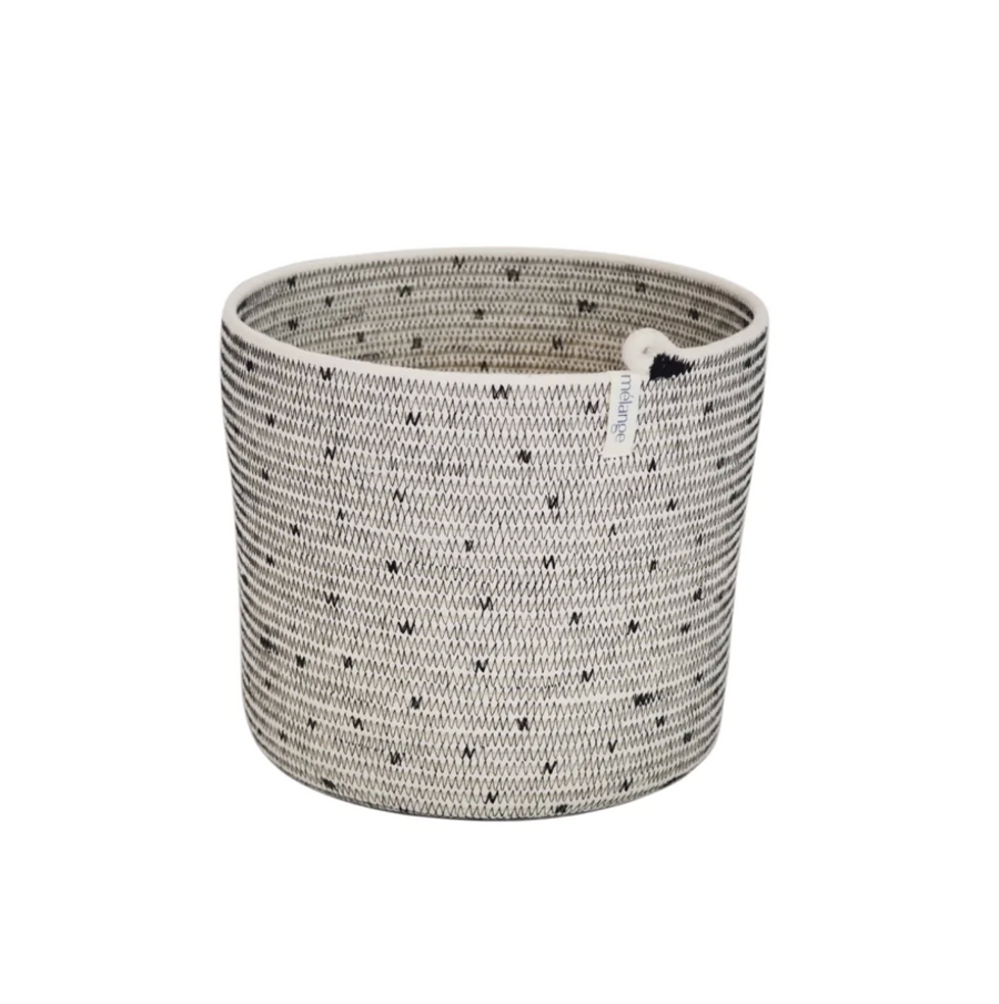 Cylinder Basket in Stitched Polka Dot